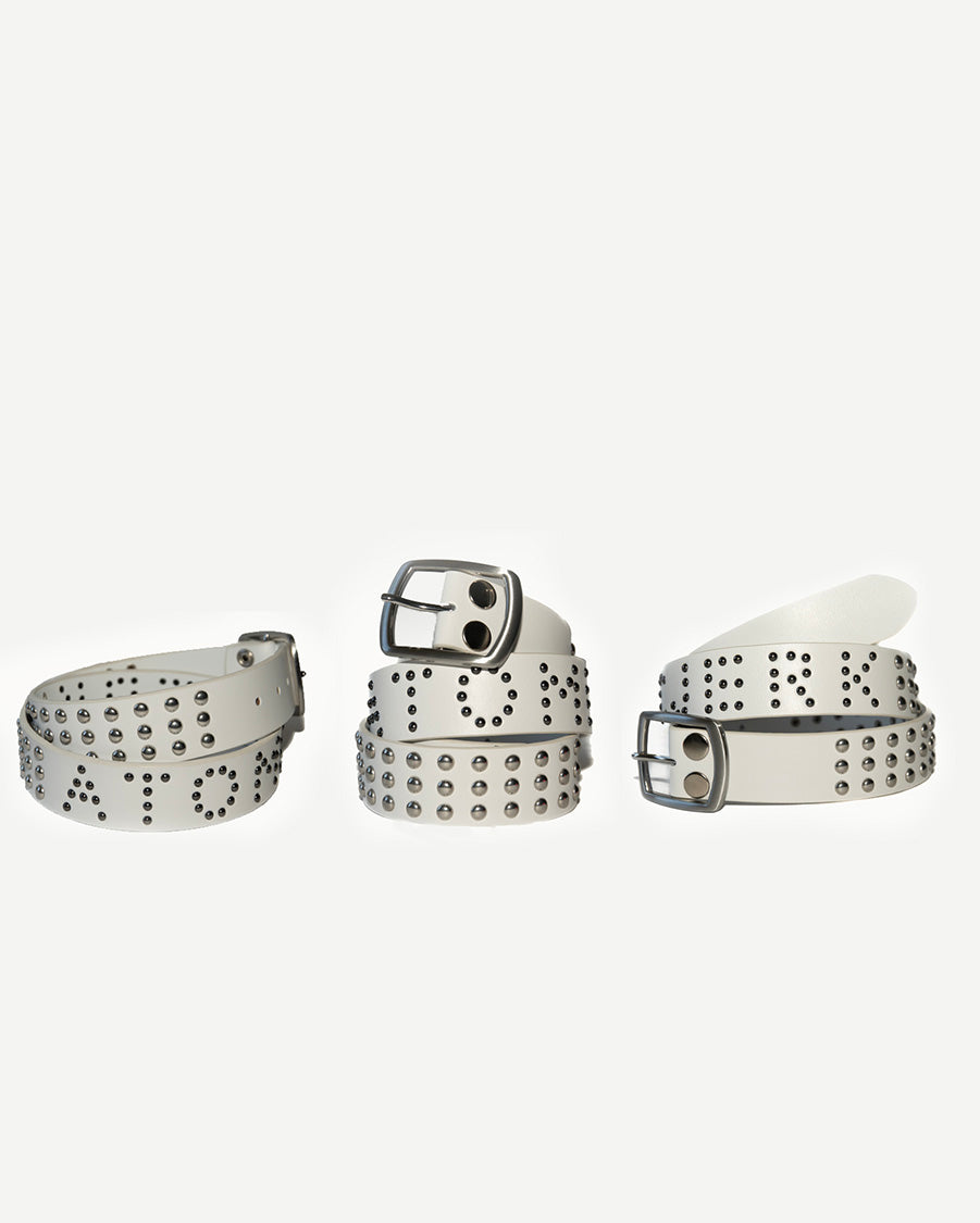 White Atomic Jerk Studded Belt